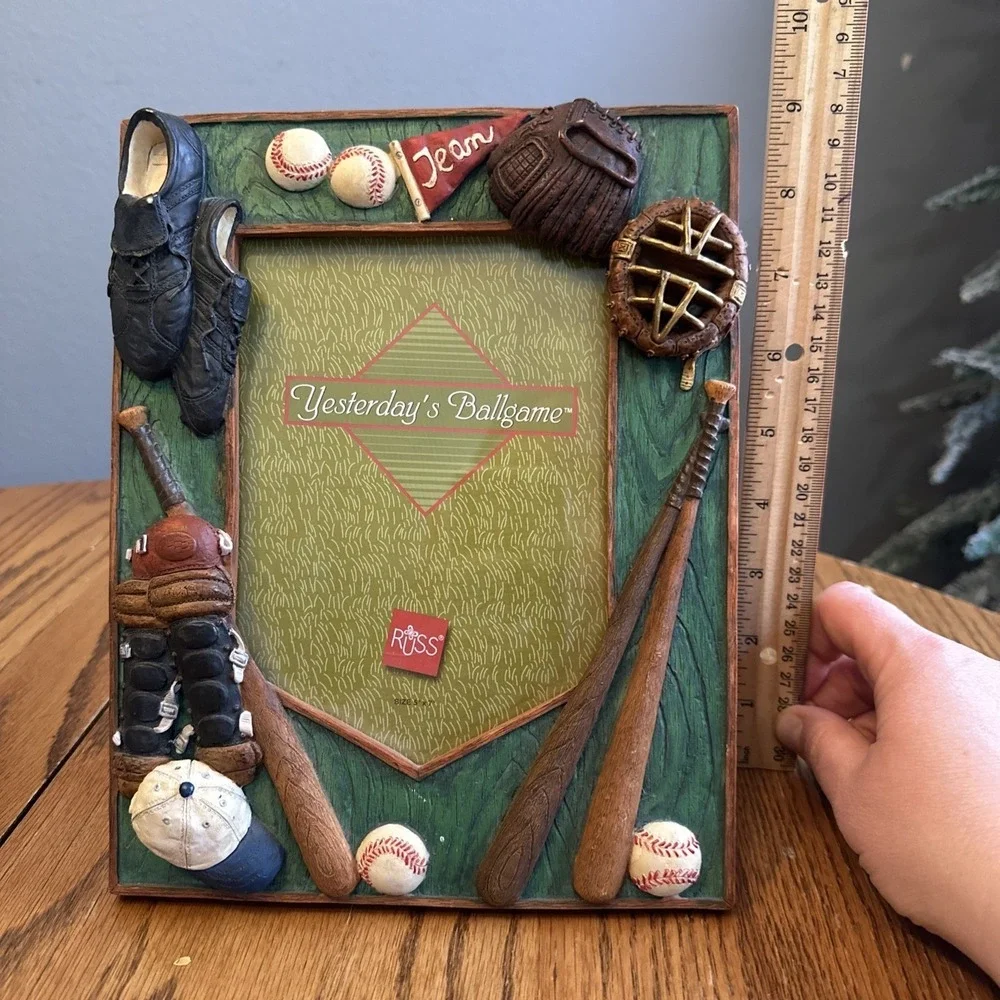 Vintage Russ Yesterdays Ballgame 3d Hand Painted Photo Picture Frame‎ Baseball